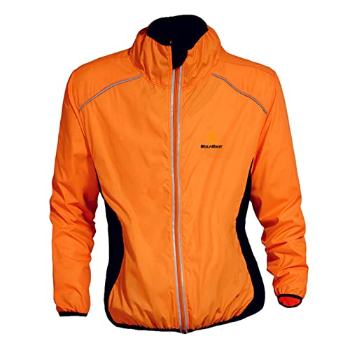 Veste de cyclisme coupe-vent orange L protectrice et respirante