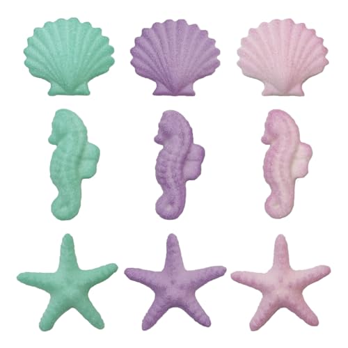 12pack Pink Purple Teal Edible Seahorses Starfish Shells Shimmer Sugar Cake 12pack Pink Purple Teal Edible Seahorses Starfish Shells Shimmer Sugar Cake