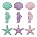 12pack Pink, Purple, Teal Seahorses, Starfish & Shells Shimmer Edible Sugar Cake & Cupcake Decorations 12 Count with 12 SeaShell STickers