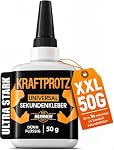 KRAFTPROTZ – Sekundenkleber extra flüssig – XXL 50 g Superkleber mit Kapi