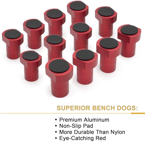 ViewReal 12-Pack 3/4" Bench Dogs,Non-Slip Bench Dog Clamp Aluminum Alloy Workbench Dogs Stops for MFT Tables, Woodworking & DIY Projects(19mm/0.75inch) by ViewReal - Used condition - Image 2