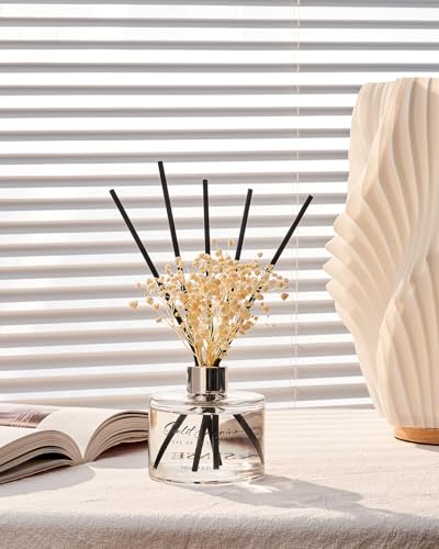 M&SENSE Reed Diffuser Set with 7 Sticks | 7.0oz Fresh Marine & Jasmine Scent, Home Fragrance Diffuser for Housewarming Diffuser Room Fresheners for Bathroom Long Lasting with Baby's Breath Flower