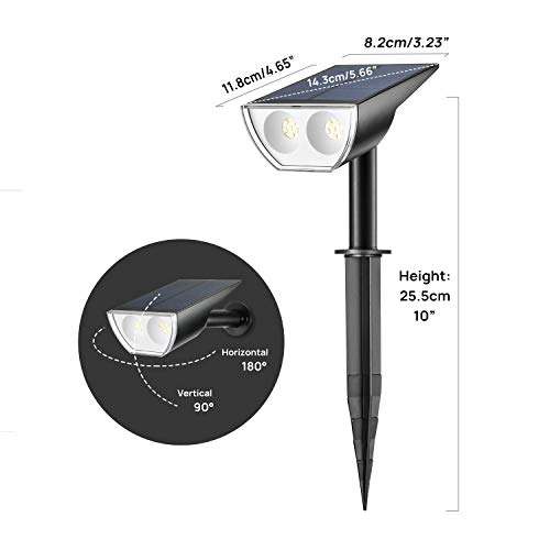 Linkind Starrays 12 Leds Landscape Solar Spotlights, 350Lm 6500K Daylight White, Outdoor Solar Powered Garden Lights, Dusk-To-Dawn Ip67 Waterproof For Garden Yard Patio Driveway Porch, 2-Pack #TOP1