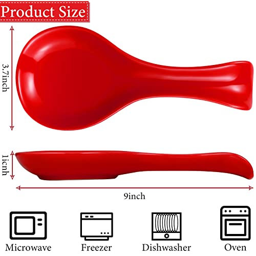 Image of Patelai Ceramic Spoon Rest Spoon Holder Stovetop for Kitchen Stove Coffee Bar Accessories Christmas Gift(Red,Classic Style)