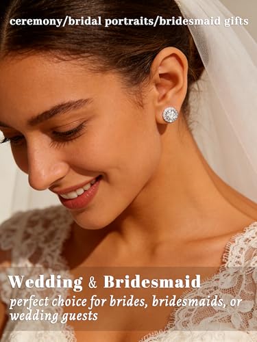 4 Pairs Silver Stud Earrings for Women, 18K Silver Plated Hypoallergenic Premium Cubic Zirconia Earrings, Halo Round Stud Earrings Set for Women Men Jewelry Gifts - image 4