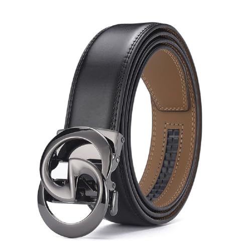 Mens Designer Ratchet Belts for Casual Jeans,Leather Belts with Automatic Slide Buckle