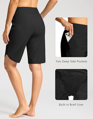 G Gradual Women's High Waisted Swim Board Shorts 11" Knee Length Beach Swimming Long Shorts for Women with Pockets Liner3
