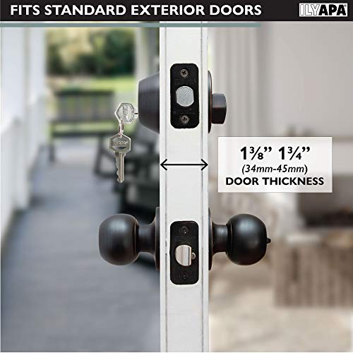Ilyapa Entry Knob With Single Cylinder Deadbolt - Keyed Alike Locks, Ball Style, Matte Black Exterior Door Keyed Alike Turn Thumb Locking Door Knob With Deadbolt, Matte Black, 3 Pack #TOP4