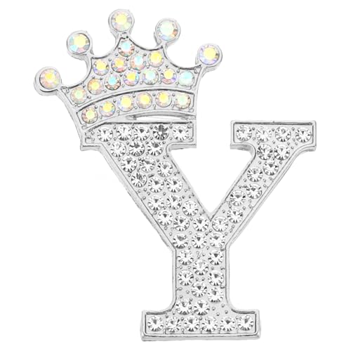 Image of PATIKIL Letter Brooch Pins, Crown Initial Rhinestone Alphabet Letter Lapel Badges Pin for Women Suits