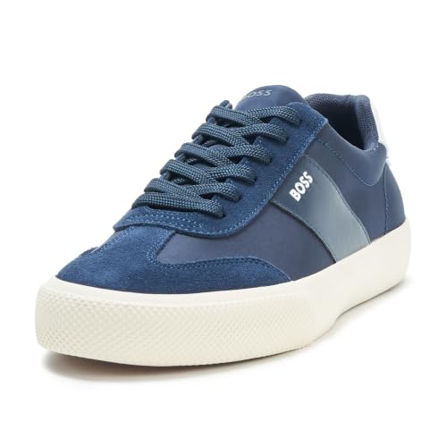 Image of BOSS Men's Aiden Logo Block Leather Low Top Sneakers
