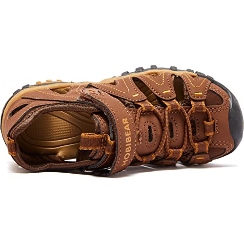 HOBIBEAR Boys Outdoor Closed-Toe Summer Kids Athletic Sport Sandals Lightweight-Brown — view 4