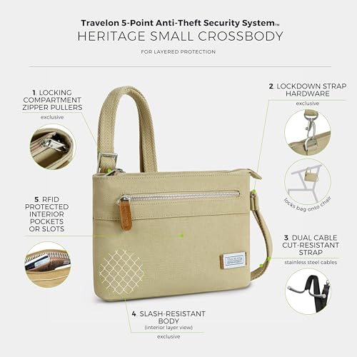 Image of Travelon Women's Anti-Theft Heritage Small Crossbody Cross Body Bag
