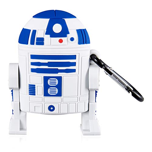 Jowhep Case For Airpod 2/1 Silicone Carton Design Cute Cover Fashion Funny Kawaii Skin Protective Accessories Shell For Airpods 1/2 Shockproof Cases With Keychain Kids Boys, Blue White Robot 2 Packs #TOP2