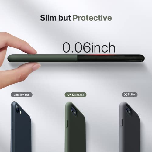 Image of Miracase Ultra Slim Designed for iPhone SE Case 2022(3rd Gen) /iPhone SE 2020 Case(2nd Gen) /iPhone 7 Case /iPhone 8 Case with Screen Protector, Multi-Color Silicone Shockproof Phone Case(Dark Green)