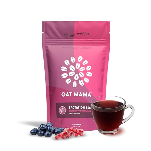 Image of Oat Mama Lactation Tea for Breastfeeding Moms - Blueberry Pomegranate | Breastfeeding Essentials for Milk Supply Increase | Organic Lactation Support & Postpartum Recovery