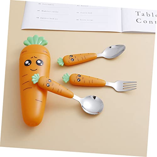 1 Conjunto Talheres de rabanete talheres de criança talheres caixa de armazenamento cenoura utensíli