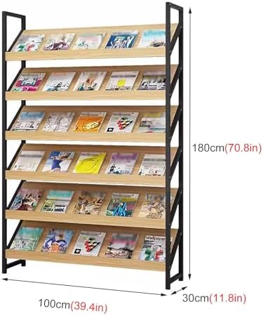 Heavy Duty Vertical Magazine Rack - Large 6-Tier Floor Stand Brochure Holder for Home, Office, School - Modern Document Storage Display Shelf (Style 2)