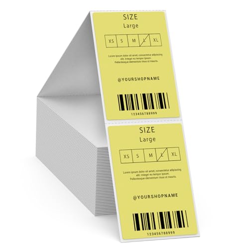 FINDAT Etiqueta Térmica Plegable Amarilla 50 x 76 mm Imprimible Rectangular Pegatina Térmica Impermeable para Direccion Oficina Código de Barras Logotipos 500 Pieza