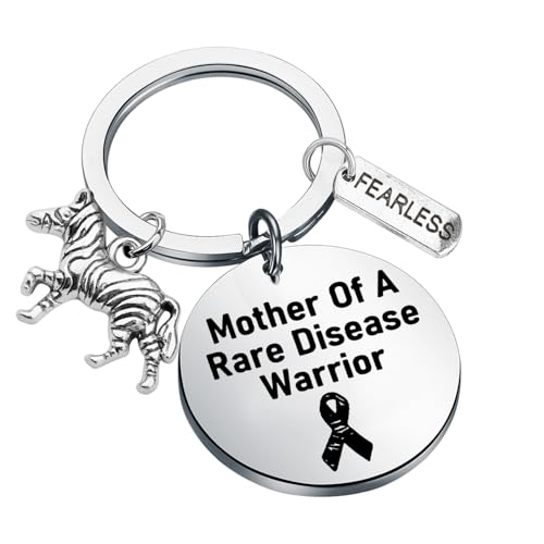 CENWA Mom Of Warrior Gift Mother Of A Rare Disease Warrior Keychain Mother Of Warrior Gift Zebra Ribbon Rare Disease Gift