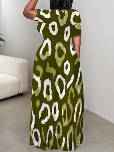 Image of SUZONANA Plus Size Dresses for Women Summer Casual Maxi Dress Short Sleeve Loose Vacation Dress