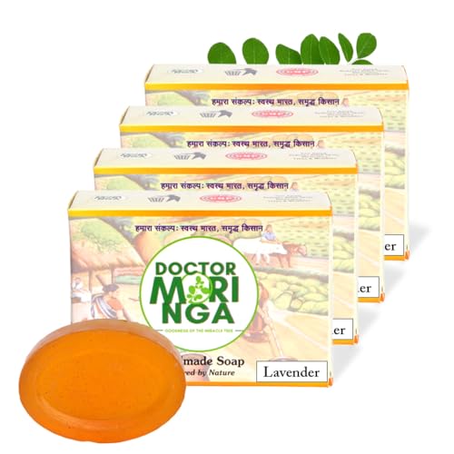 Image of Herbal Handmade Bathing Soap 100gm (4 Piece) | Lavendar Soap for Deep Cleansing | Removes Dirt & Impurities | No Mineral Oils | Suitable for All Skin Types