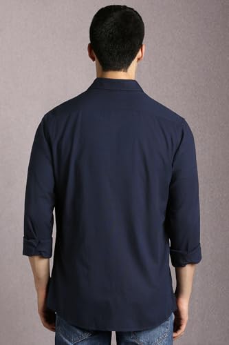 Image of Louis Philippe Men's Cotton Slim Fit Premium Textured Fabric Versatile Solid Easy Care, All Season Adapability Full Sleeve Casual Shirt