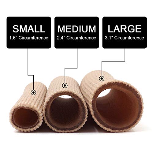 Dr.foot Toe Tubes, Fabric Sleeve Protectors With Gel Lining Pad To Prevent Corn, Calluses, Blisters And Hammertoes, Toe Separators Protectors For Men And Women (Medium 3/4" Diameter - 5 Pack) #TOP4