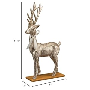 Primitives by kathy large standing deer 6 inches x 2 inches x 1150 inches champagne glitter buck seasonal decor  urban country home decor