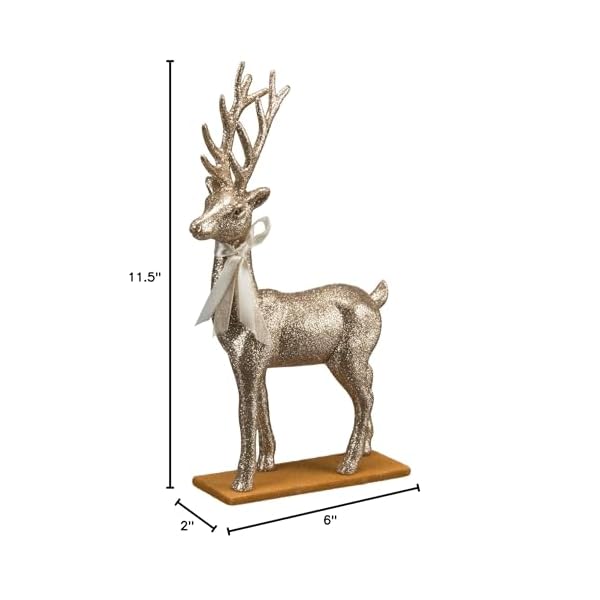 Primitives by kathy large standing deer 6 inches x 2 inches x 1150 inches champagne glitter buck seasonal decor  urban country home decor