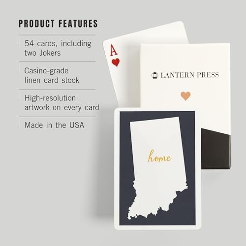 Lantern Press Indiana, 52 naipes tamaño póker miniatura 3