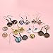 LANBEIDE 12mm Earring Wire Hooks with Glass Cover Cabochon Setting, 84 Pcs 7 Colors Alloy Earring Bezel Trays for Jewelry Making