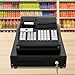 Cash Register, Electronic Commercial Cash Register with 47 Keys and 6 Digits Led, Compact Cash Register with Lock Cash Drawer Box, Multi-Color Waterproof Keyboard, Check Opening, Black