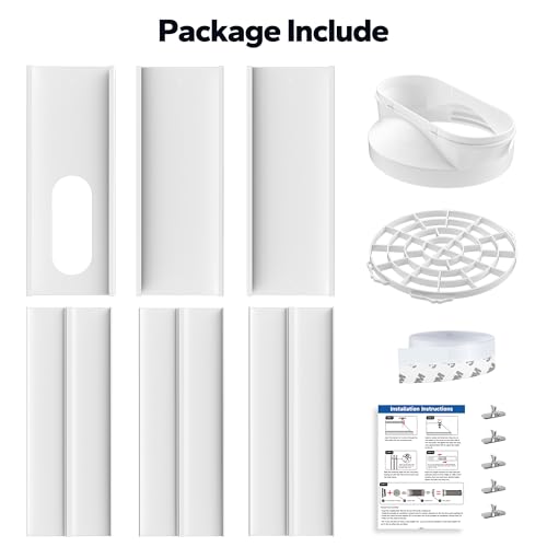 Cestluck Sliding Door Air Conditioner Kit, with 5.9\" Coupler and Bird Guard, 6 Plates Portable Air Conditioner Sliding Door Vent Kit Max Adjustable Length 95 Inch, Suit for 5.9 Inch Exhaust Hose