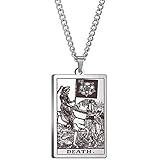 Jude Jewelers Retro Vintage Stainless Steel Tarot Card Rider Waite Pendant Necklace (Death)