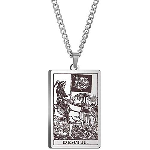 JUDE Retro Vintage Stainless Steel Tarot Card Rider Waite Pendant Necklace (Death)