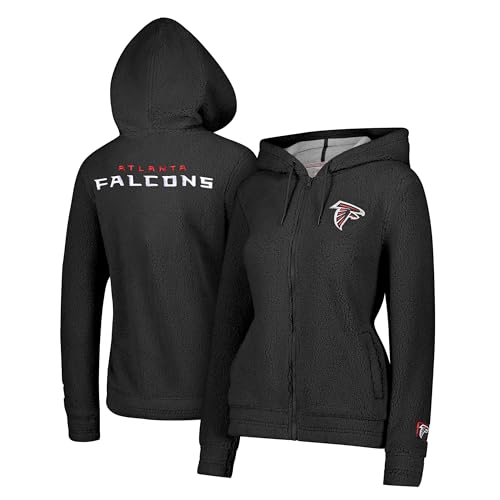 Ultra Game NFL Official Women's Full Zip Super Soft Sherpa Hoodie Sweatshirt Jacket - Warm Fleece Blend, Atlanta Falcons, Team Color Updated, Medium