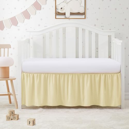 Image of SiinvdaBZX Ivory Crib Skirt Dust Ruffle, Microfiber Crib Bed Skirt | 52 inchx28 inch with 14 inch Drop, Durable Full Coverage Toddler Bedskirt Fit for Baby Boys Girls Nursery Standard Crib