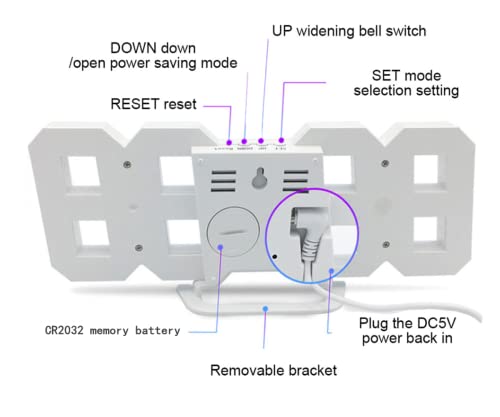 Petilleur 3D Led Wall Clock， Brightness Adjustable Digital Alarm Clock With Remote Control，Date Temperature Display Desktop Clock， For Home Office And Bedroom #TOP5