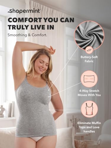 Image of SHAPERMINT Womens Tops - Scoop Neck Cami Body Shaper for Women, Shapewear Tummy Control, Camisole Tank Tops for Women