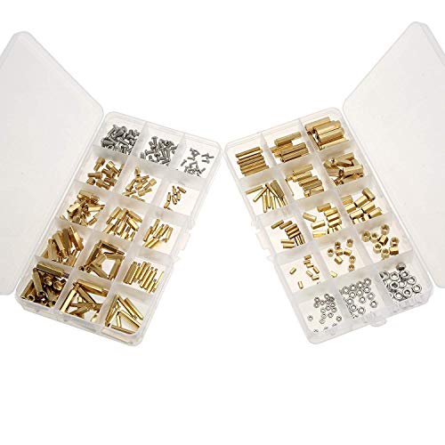 M2 M3 M4 mâle femelle en laiton entretoise entretoise vis écrou kit d'assortiment, vis à tête hexagonale précise avec boîte d'assortiment Cover