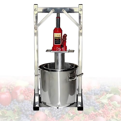 DzkZen Pressoir à Cidre Manuel en Acier Inoxydable avec VéRin Hydraulique - Pressoir à Vin De Raisin, Broyeur De Baies Et De LéGumes, Machine à Presser 12L