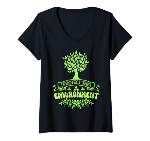Femme Protect The Environment World Environment Day T-Shirt avec Col en V