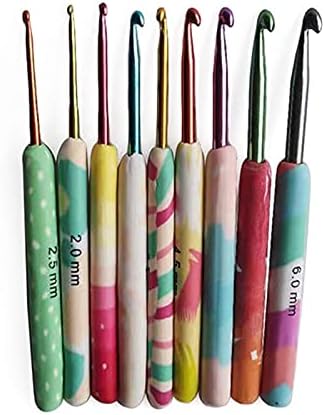 9Pcs Knitting Crochet Tool Set with Soft Handle Aluminum Hook Colorful DIY Manual Crochet Multifunctional Knitting Tool Set - (Color: 9Pcs 2.0-6.0mm)