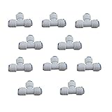 Lemoy 10x 1/4 inch Tee 3 Way Tube Quick Connect Push Fit RO Water Reverse Osmosis System