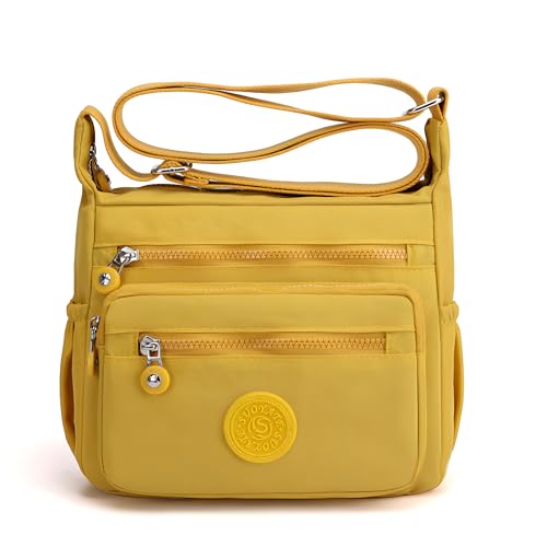 Image of TS WITH TECHSUN Women's Crossbody Sling Bag For Everyday Use, Nylon Shoulder Bag with Zipper Pockets, Adjustable Strap, Water Resistant Handbag for Travel, Shopping