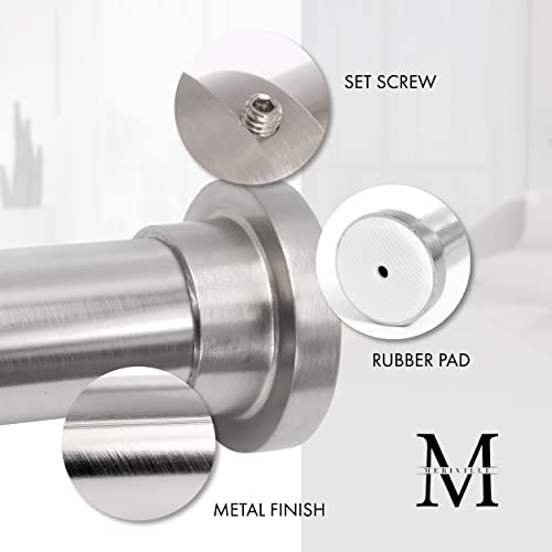 Meriville 1-Inch Diameter Metal Spring Tension Rod, Closet Rod, Tension Curtain Rod, Shower Curtain Rod, Adjustable Length 52-Inch To 90-Inch, Satin Nickel #TOP4
