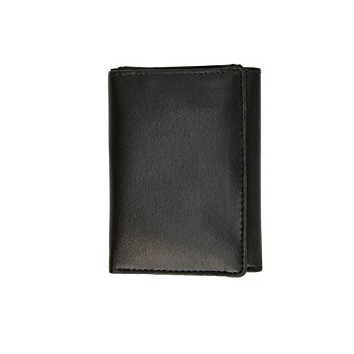 ATB Mens Leather Trifold Wallet Thin Window Clear Pocket Bills Slots Card Case Black2