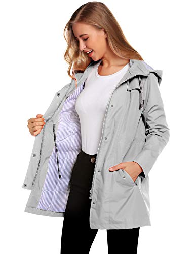Zhenwei Womens Lightweight Hooded Waterproof Active Outdoor Rain Jacket Gray Xs #TOP1
