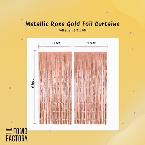 Image of The FOMO Factory Rose Gold Birthday Decoration Kit | Metallic Rose Gold Balloon Arch, Foil Curtains, HBD Banner | Complete 53Pcs Balloon Decoration Kit for Parties, Events, Birthdays, Wedding (Rose53)