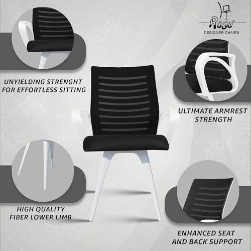 Image of ROSE Elite | 3 Years Brand Warranty | Ergonomic Office Chair, Study, WFH, Revolving, Rolling, Desk, Task, Laptop, Student Chair (White & Black, Elite MB Reception)